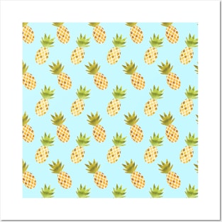 Watercolour Pineapples Pattern Posters and Art